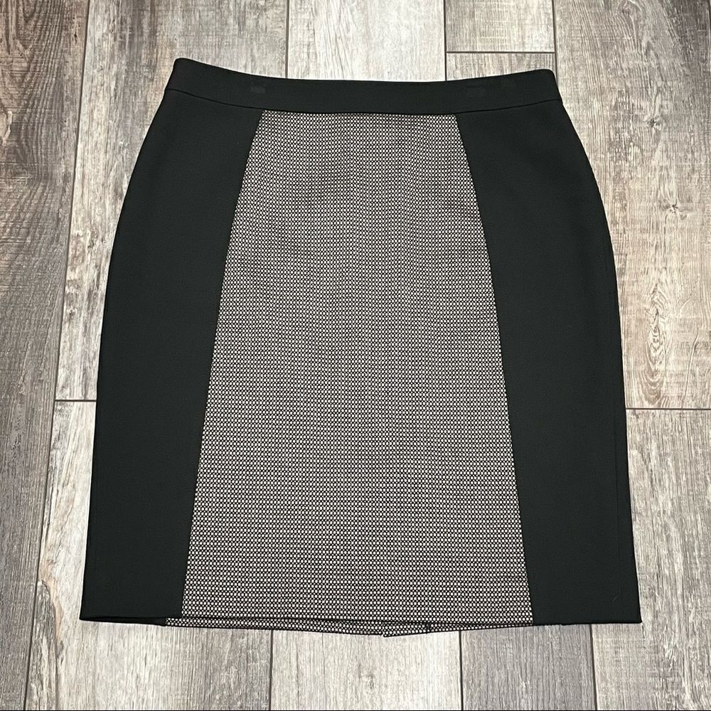 Halogen Career Pencil Skirt Black and Gray Geometric Panel Size 12